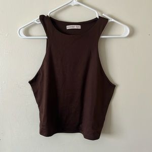 Brown crop tank top
